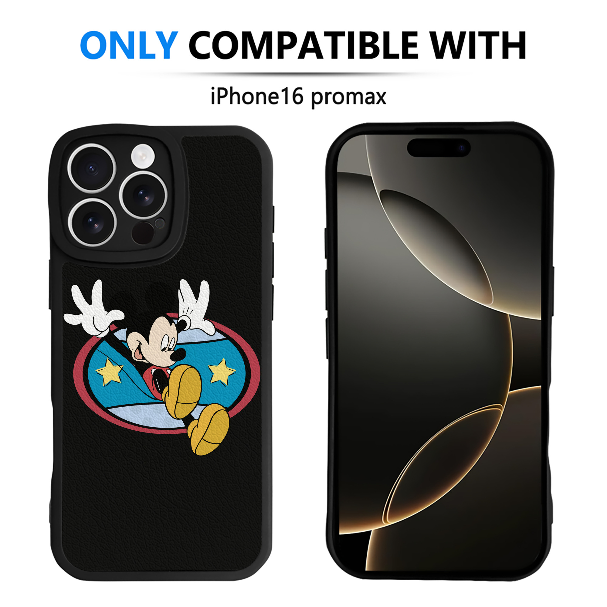 （画像用） ミッキーマウス Mickey Mouse 【iPhone 16シリーズ対応】シリコンスマホケース（レザー調） 材質：シリコン